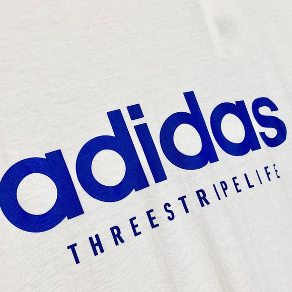 Plus White Adidas T Shirt White Graphic Print - Picture 4 of 7